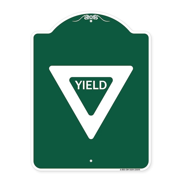 Signmission Designer Series Sign-Yield, Green & White Aluminum Architectural Sign, 18" x 24", GW-1824-22695 A-DES-GW-1824-22695 - main